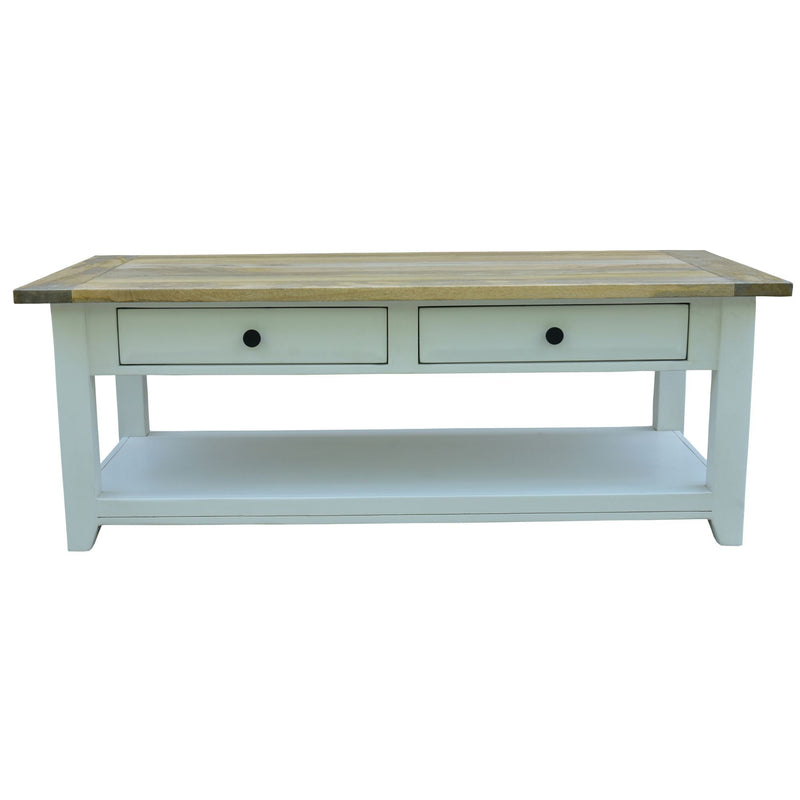 Lavasa Coffee Table 130cm 4 Drawers Solid Mango Wood Modern Farmhouse Furniture