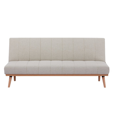 Monroe 3 Seater Sofa Futon Bed Fabric Lounge Couch - Beige