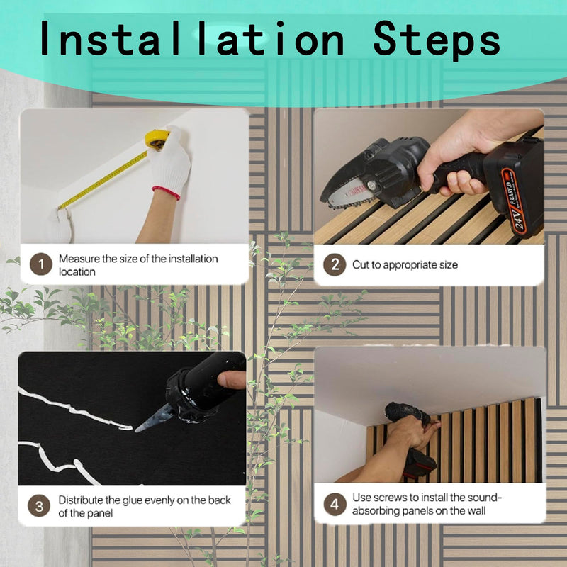 4 Pcs 60cm x 60cm Wall Panel Wood Slat Acoustic Panels Sound Absorbing Proof Panel for Wall Ceiling Decorative Oak