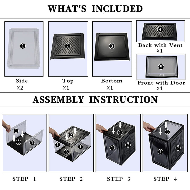 6x Large Shoe Storage Boxes Stackable Shoe Box Organisers Containers Display Cases Bins Magnetic Door