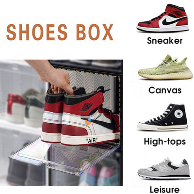 6x Large Shoe Storage Boxes Stackable Shoe Box Organisers Containers Display Cases Bins Magnetic Door