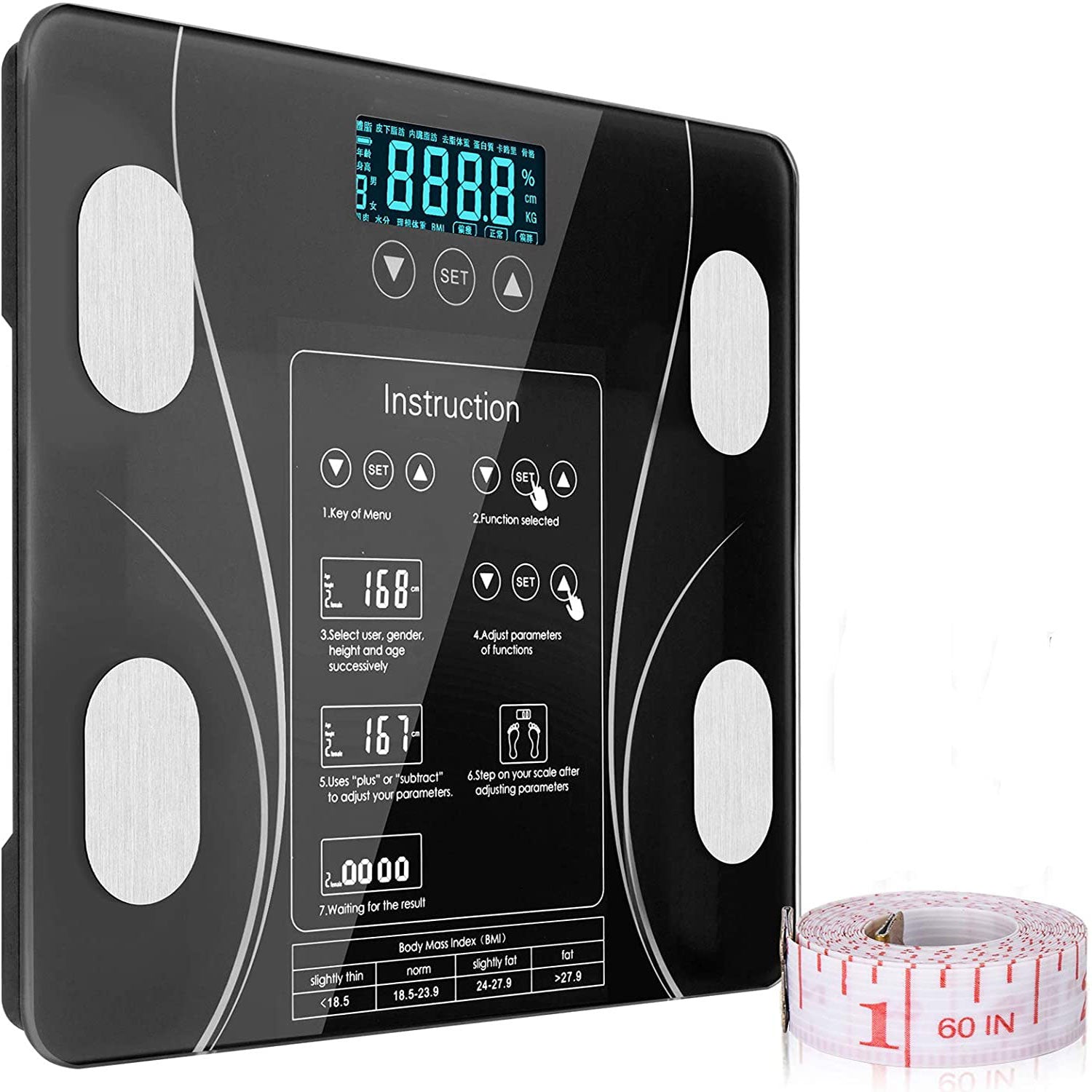 LCD Scales Body Weight Bathroom Bath room Body Fat Gym Fitness Scale B ...
