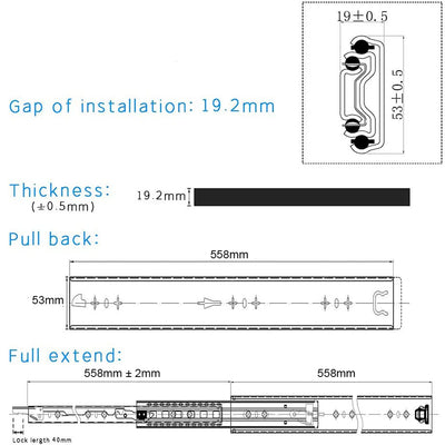 22in Pair 150KG Heavy Duty Drawer Slides Rails Runners Locking Ball Bearing