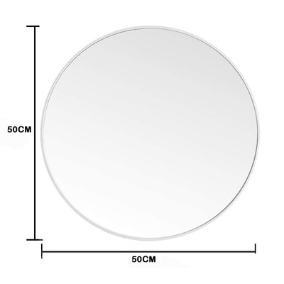 Slim Design 50CM White Bathroom, Living Room, Hallway Mirror Round Mirror Wall Decor Metal Frame