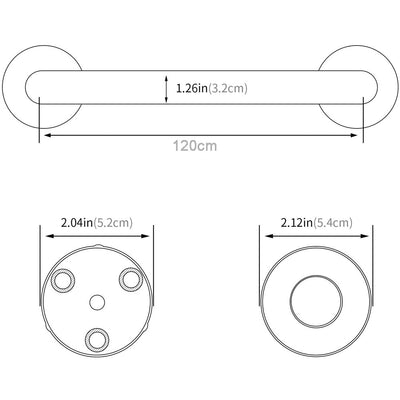 120cm Stainless Steel Handle for Shower Toilet Grab Bar Handle Bathroom Stairway Handrail Elderly Senior Assist