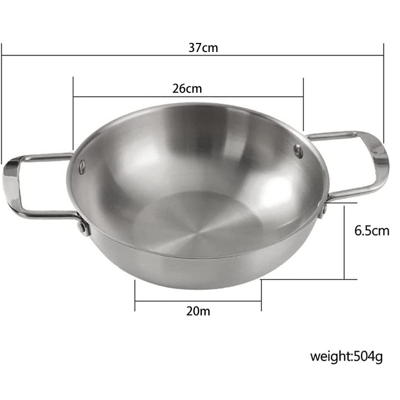 26cm seafood Silver Paella Pan with Riveted Chrome Plated Handles Dishwasher Safe