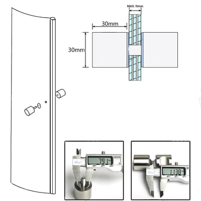 Shower Glass Door Knob Bathroom Back-to-Back Handle Pull 304 Brushed