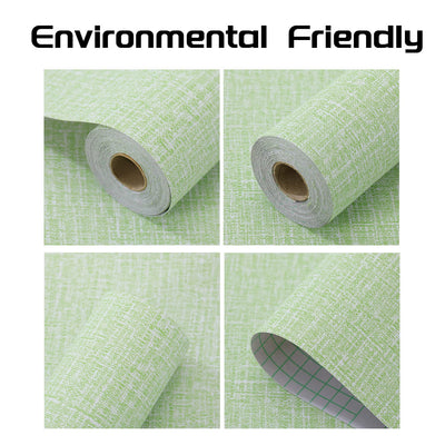 61cm x 10m Green Wallpaper Decor Faux Grasscloth Paper Wall Paper Self Adhesive Removable