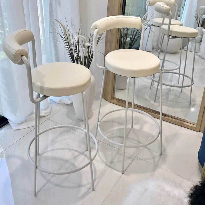 Interior Ave - Calipo White Leather Kitchen Bar Stool - Set of 2