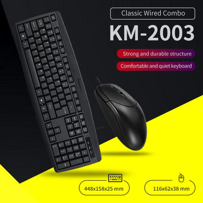 Classic Desktop PC Laptop Wired Combination Mouse Keyboard Interface Black Sets