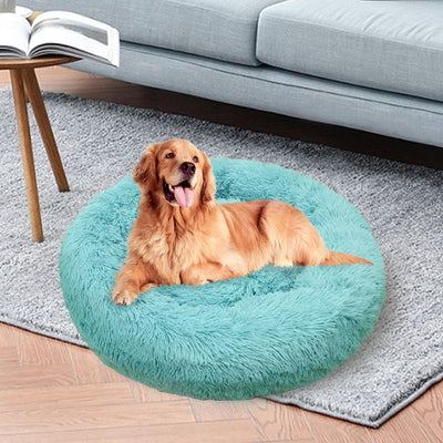 Pet Dog Bedding Warm Plush Round Comfortable Nest Comfy Sleeping kennel Green Large 90cm