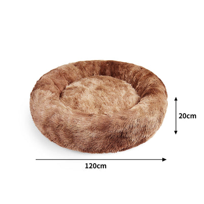 Pawfriends Dog Cat Pet Calming Bed Warm Soft Plush Round Nest Comfy Sleeping Cave 120cm