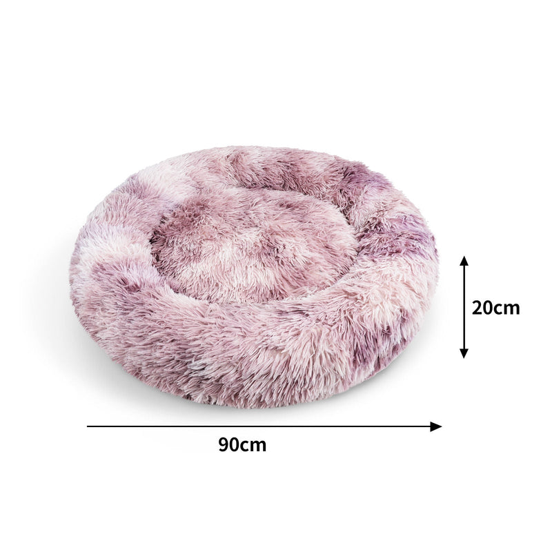 Pawfriends Dog Cat Pet Calming Bed Warm Soft Plush Round Nest Comfy Sleeping Kennel Cave 90