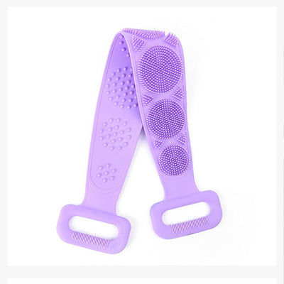 A+Living Bath Towel Silicone Exfoliating Back Scrub Strap Body Shower Brush Wash Purple