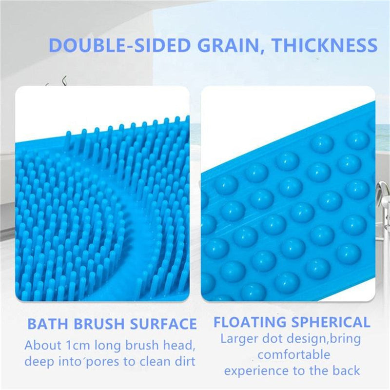 A+Living Bath Towel Silicone Exfoliating Back Scrub Strap Body Shower Brush Wash Purple