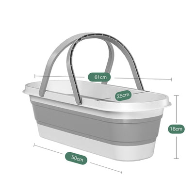 Cleanix Silicone Folding Bucket Household Mop Outdoor Portable Plastic Bucket Grey Green