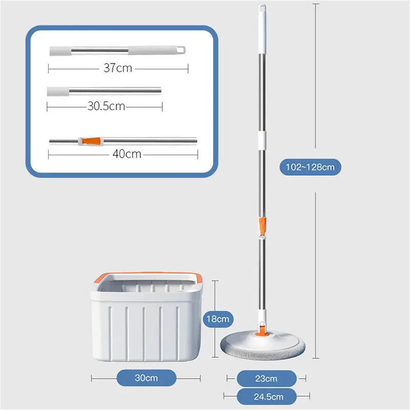 Cleanix Clean Sewage Separation Mop Rotary Hand-Wash-Free Flat Suction Orange white