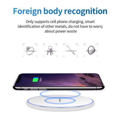 Mobax Desktop Round 10W Mobile Wireless Charger is Applicable to Apple Samsung Black