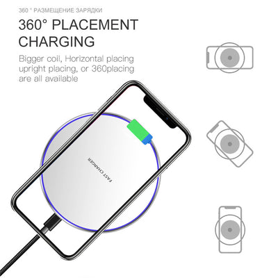 Mobax Desktop Round 10W Mobile Wireless Charger is Applicable to Apple Samsung Black