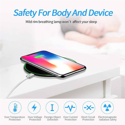 Mobax Desktop Round 10W Mobile Wireless Charger is Applicable to Apple Samsung Black