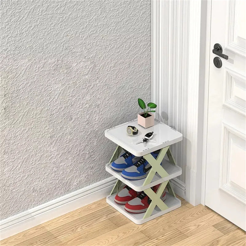 A+Living Folding Shoe Rack Household Doorway Balcony Simple Perforate 3 Layer Shoe Rack