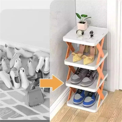 A+Living Folding Shoe Rack Household Doorway Balcony Simple Perforate 5 Layer Shoe Rack