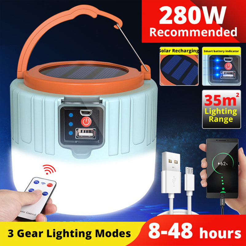 Mountgear Solar Camping Light LED USB Rechargeable Tent Lamp Waterproof Outdoor Lantern