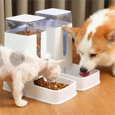 Pawfriends Automatic 3.5L Feeder Food Pet Dog Cat Puppy Dispenser Feeder Bowl Bottle White