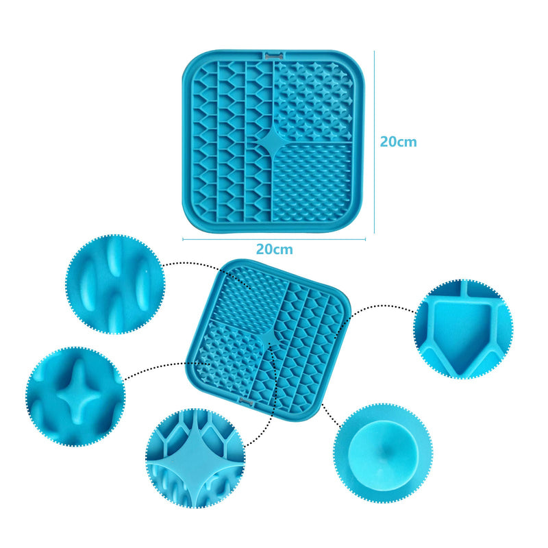 Pawfriends Silicone Dog Pet Lick Mat Anti-choking Slow Feeder Bath Grooming Helper Blue