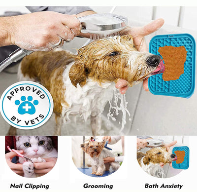 Pawfriends Silicone Dog Pet Lick Mat Anti-choking Slow Feeder Bath Grooming Helper Blue