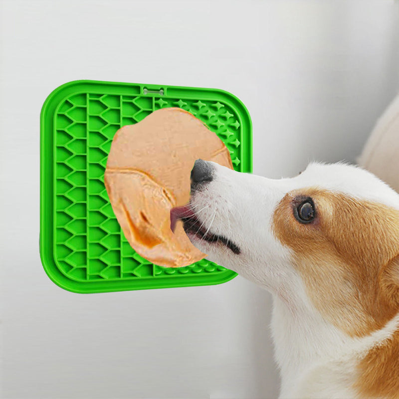 Pawfriends Silicone Dog Pet Lick Mat Anti-choking Slow Feeder Bath Grooming Helper Green