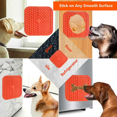 Pawfriends Silicone Dog Pet Lick Mat Anti-choking Slow Feeder Bath Grooming Helper Orange