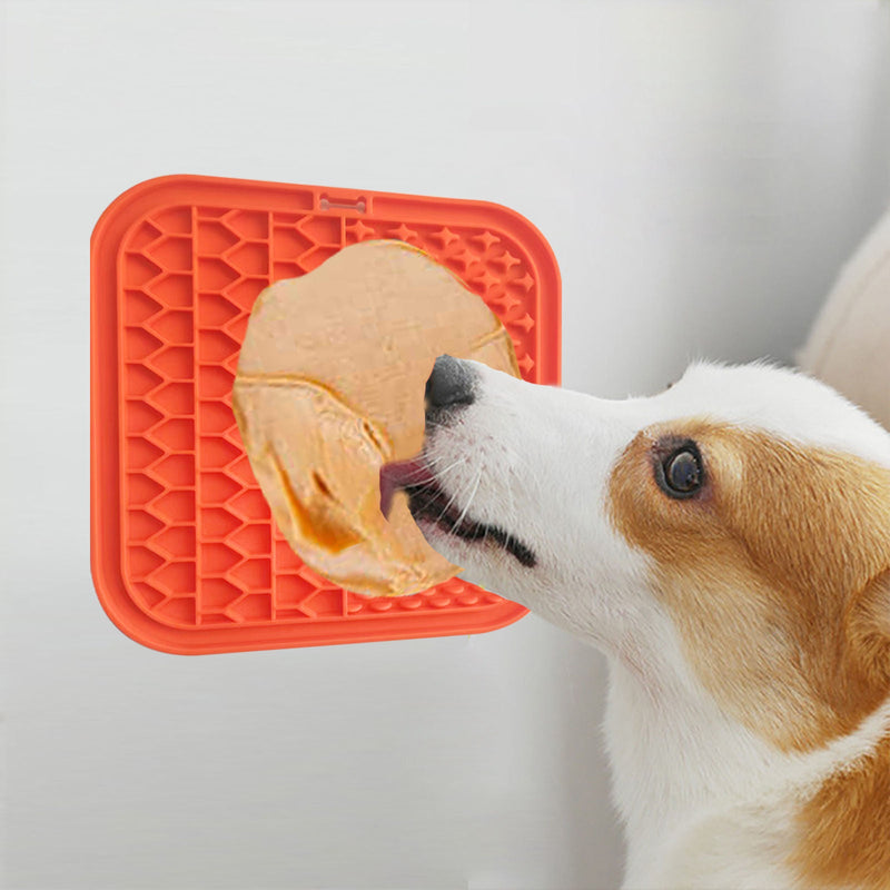 Pawfriends Silicone Dog Pet Lick Mat Anti-choking Slow Feeder Bath Grooming Helper Orange