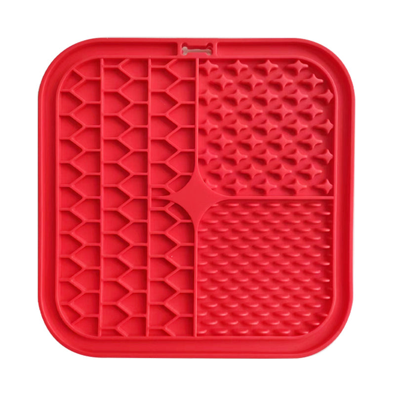 Pawfriends Silicone Dog Pet Lick Mat Anti-choking Slow Feeder Bath Grooming Helper Red