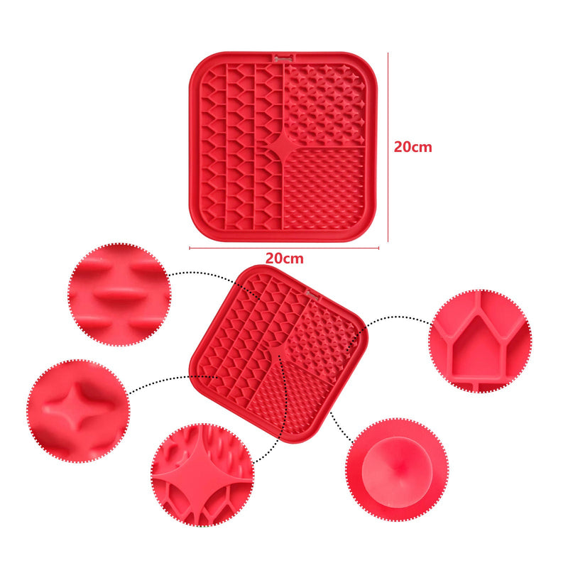 Pawfriends Silicone Dog Pet Lick Mat Anti-choking Slow Feeder Bath Grooming Helper Red