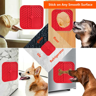 Pawfriends Silicone Dog Pet Lick Mat Anti-choking Slow Feeder Bath Grooming Helper Red