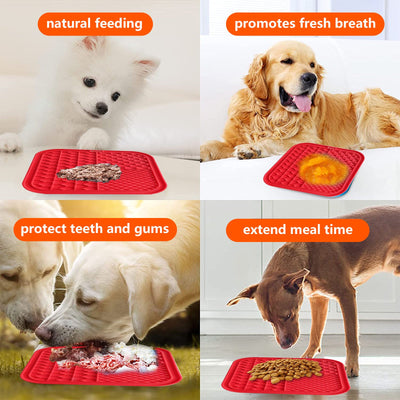 Pawfriends Silicone Dog Pet Lick Mat Anti-choking Slow Feeder Bath Grooming Helper Red