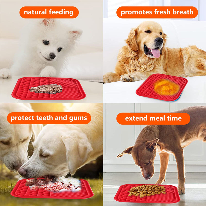 Pawfriends Silicone Dog Pet Lick Mat Anti-choking Slow Feeder Bath Grooming Helper Red