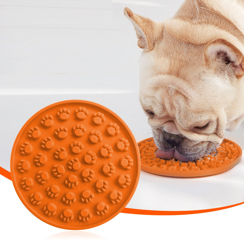 Pawfriends Silicone Dog Cat Pet Licking Pad Anti-Anxiety Slow-Feeding Licking Pad Orange