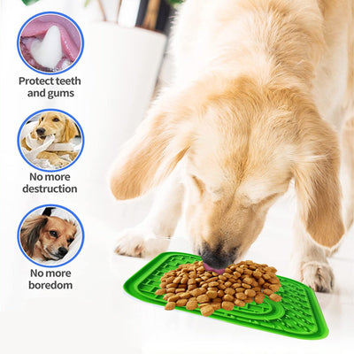 Pawfriends Asphyxia-resistant Silicone Pet Slow Food Mat Licking Mat Grooming Helper Green