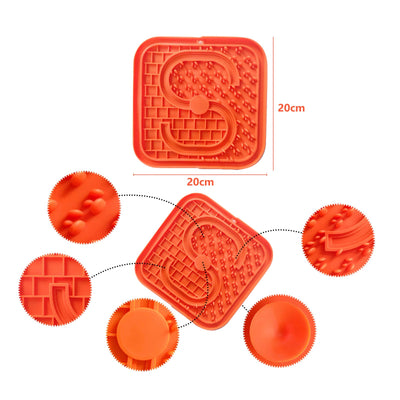 Pawfriends Asphyxia-resistant Silicone Pet Slow Food Mat Licking Mat Grooming Helper Orange