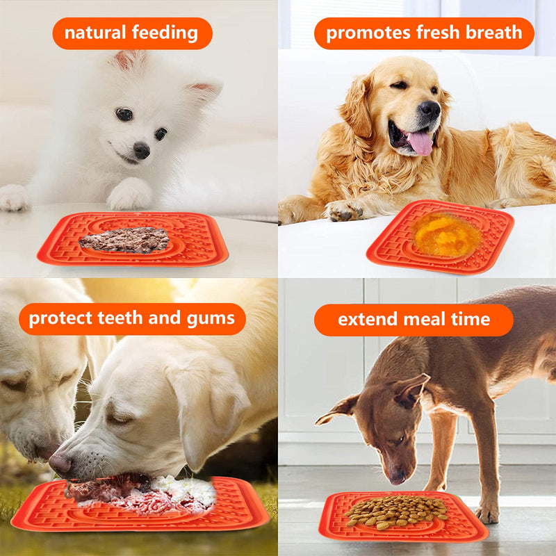 Pawfriends Asphyxia-resistant Silicone Pet Slow Food Mat Licking Mat Grooming Helper Orange