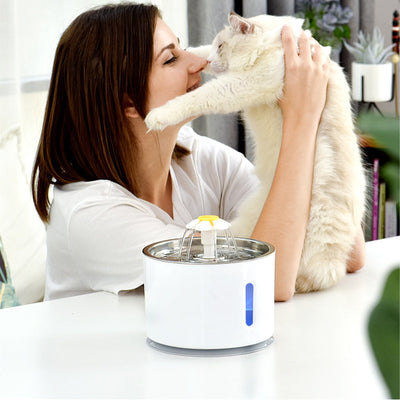 Pawfriends LED Automatic Electric Pet Water Fountain Dog Cat Drinking Dispenser Grey