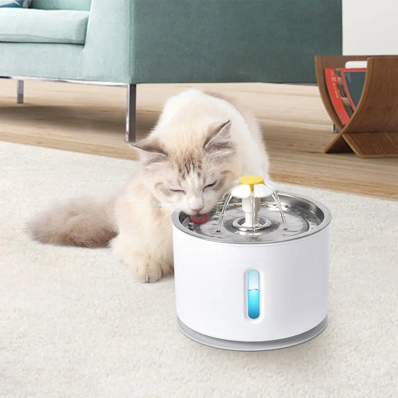 Pawfriends LED Automatic Electric Pet Water Fountain Dog Cat Drinking Dispenser Grey