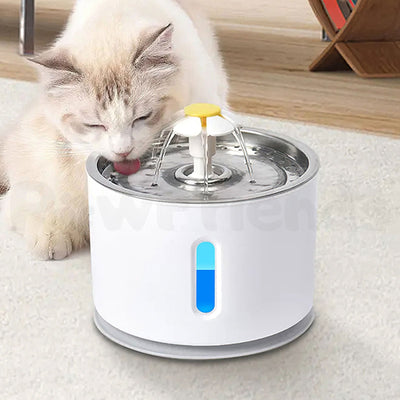 Pawfriends LED Automatic Electric Pet Water Fountain Dog Cat Drinking Dispenser Grey