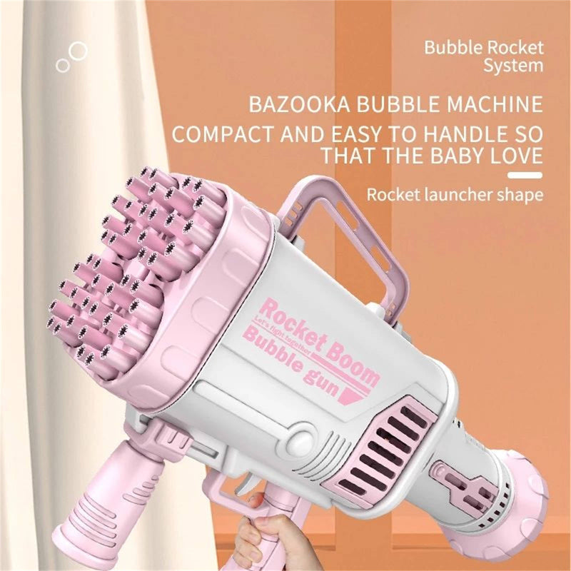 Bubblerainbow 64 Hole Electric Bubble Gun Hand-Held Soap Water Bubble Machine Colorful Light