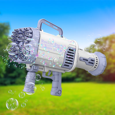 Bubblerainbow 64 Hole Electric Bubble Machine Hand-Held Rocket Gatling Bubble Gun Toy Blue