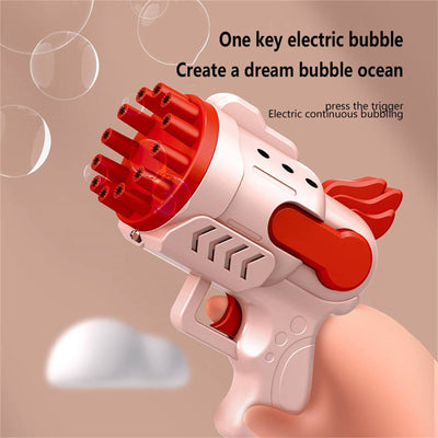 Bubblerainbow Angel 12-Hole Bubble Gun a Dual-Purpose Bubble Fan for Children to Play Blue