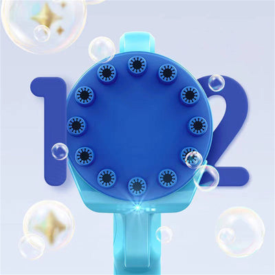 Bubblerainbow Angel 12-Hole Bubble Gun a Dual-Purpose Bubble Fan for Children to Play Blue