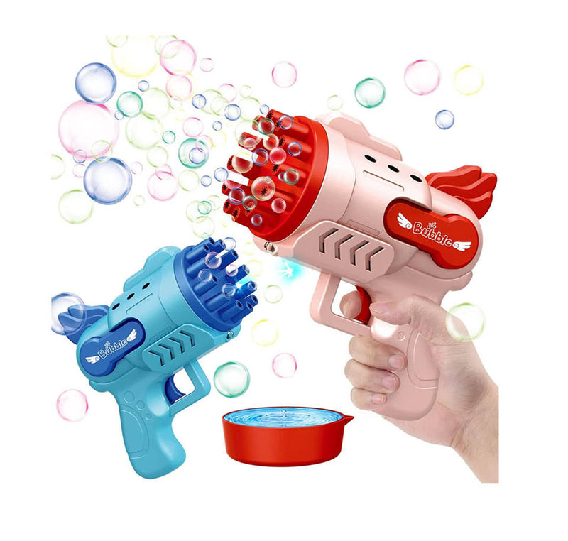 Bubblerainbow Angel 12-Hole Bubble Gun a Dual-Purpose Bubble Fan for Children to Play Blue